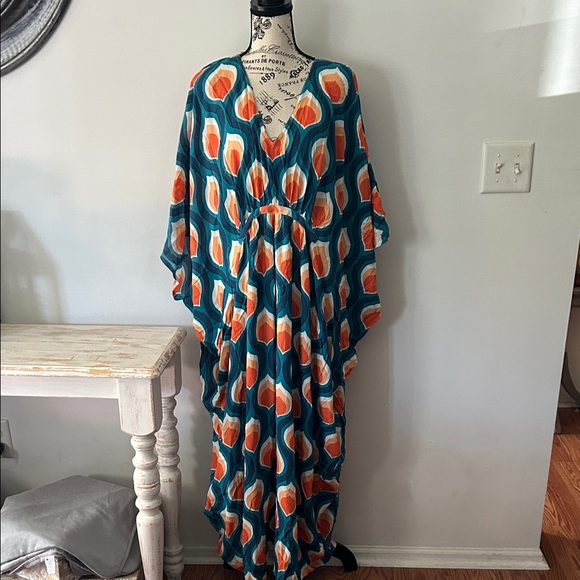 Free People Blue and Orange Maxi Dress - Picture 4 of 9